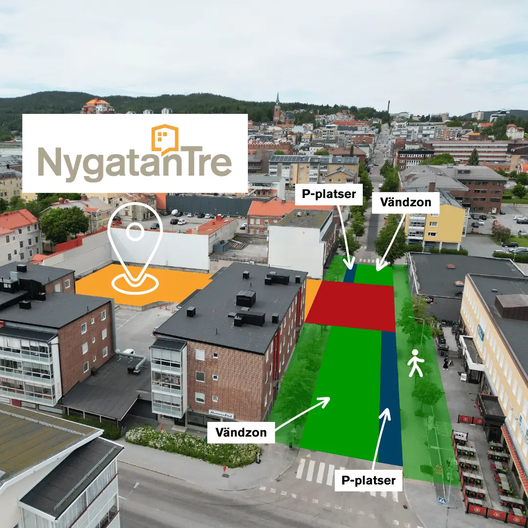 Kartan visar avstängd genomfartstrafik februari–september 2026. Gångtrafik fungerar som vanligt.